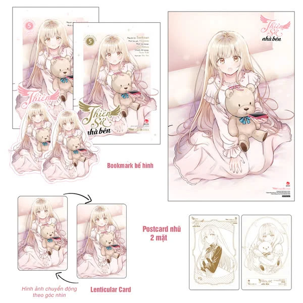 Combo Manga - Thiên Sứ Nhà Bên - Tập 5: Bản Phổ Thông + Bản Giới Hạn (Bộ 2 Cuốn) - Tặng Kèm 2 Bookmark Bế Hình + 1 Postcard In Nhũ 2 Mặt + 1 Lenticular Card + 1 Poster