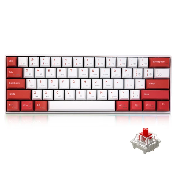 Bàn Phím Cơ Không Dây Dual Mode - G-pro Red - Newmen GM610Dy - Trắng Đỏ