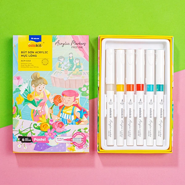 Hộp 6 Bút Sơn Acrylic Mực Lỏng - Colokit ACM-C013